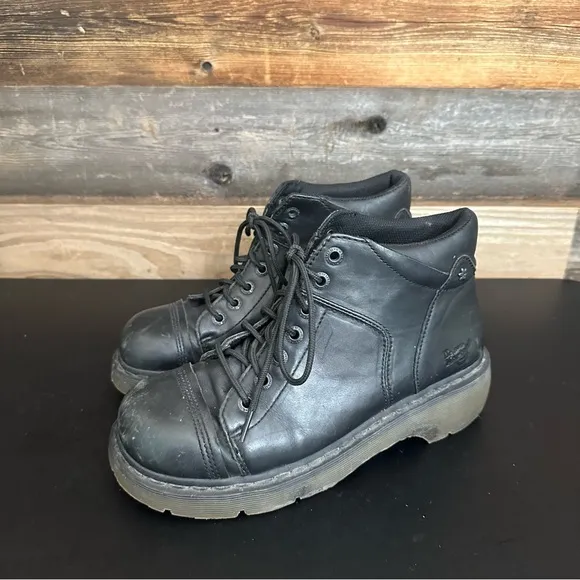 Vintage 90s DR MARTENS Womens 11/ 43 Leather Boots YOLANDA Chunky BLACK Lugged