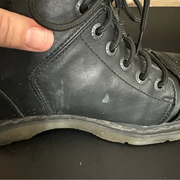 Vintage 90s DR MARTENS Womens 11/ 43 Leather Boots YOLANDA Chunky BLACK Lugged
