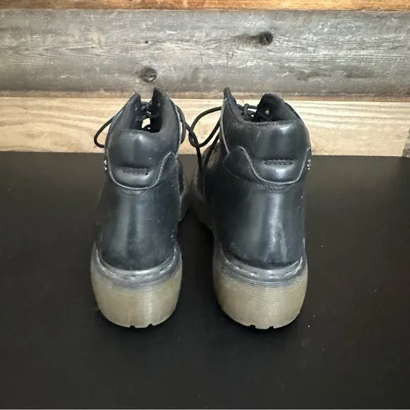 Vintage 90s DR MARTENS Womens 11/ 43 Leather Boots YOLANDA Chunky BLACK Lugged