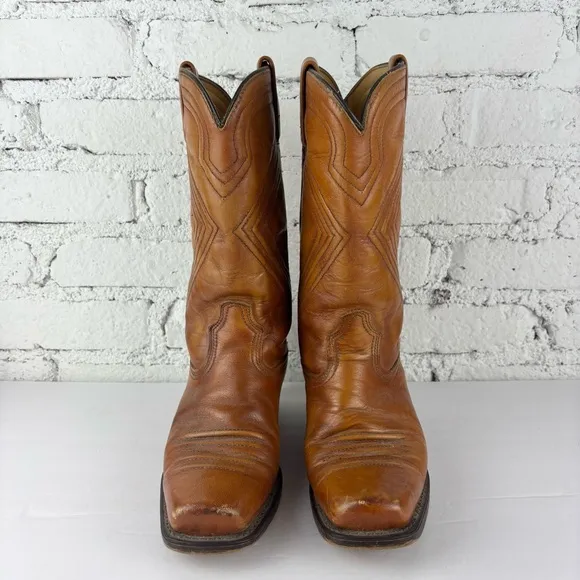 Vintage Acme Diamond Stitched Leather Western Boots 7