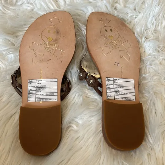 Vintage Beverly Feldman Delicious Leather Gemstone Sandals