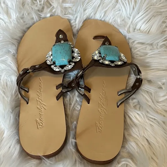 Vintage Beverly Feldman Delicious Leather Gemstone Sandals