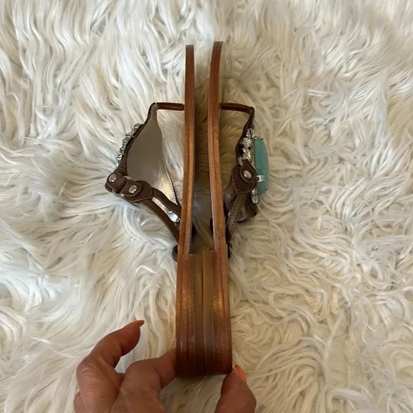 Vintage Beverly Feldman Delicious Leather Gemstone Sandals