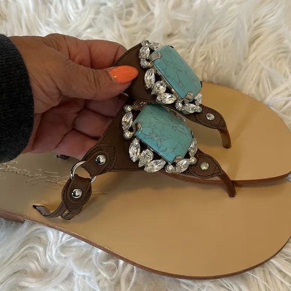 Vintage Beverly Feldman Delicious Leather Gemstone Sandals