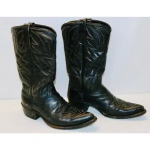 Vintage Biltrite Black Leather Cowboy Boots men’s size 8