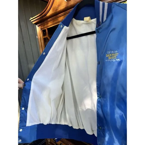 Vintage‎ Blue 1986 International Finals Rodeo Varsity Jacket Tulsa Oklahoma