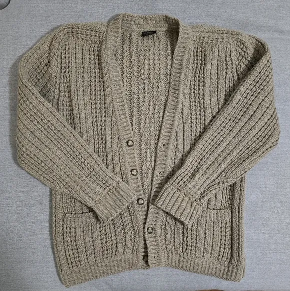 Vintage Brooks Brothers tan wool cardigan.