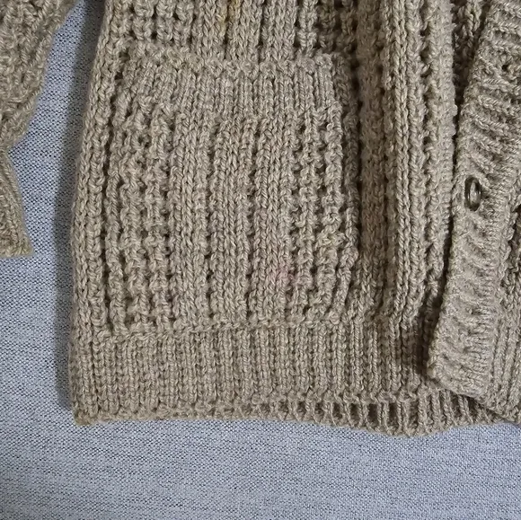 Vintage Brooks Brothers tan wool cardigan.