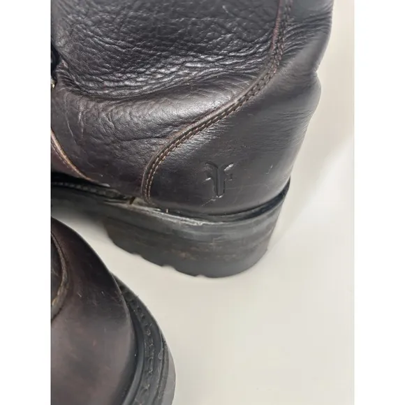 Vintage Frye Boots Mens 10.5 D Brown Leather Moc Toe Chukka Motorcycle Chunky