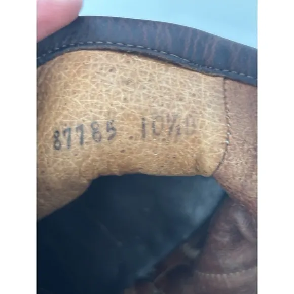 Vintage Frye Boots Mens 10.5 D Brown Leather Moc Toe Chukka Motorcycle Chunky