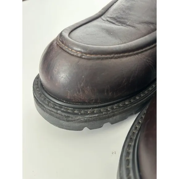 Vintage Frye Boots Mens 10.5 D Brown Leather Moc Toe Chukka Motorcycle Chunky