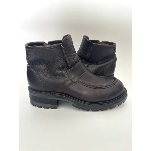 Vintage Frye Boots Mens 10.5 D Brown Leather Moc Toe Chukka Motorcycle Chunky