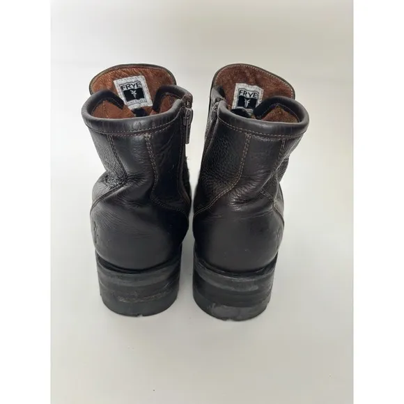 Vintage Frye Boots Mens 10.5 D Brown Leather Moc Toe Chukka Motorcycle Chunky