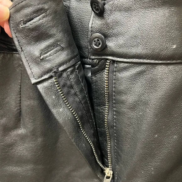 Vintage Harve Benard Black Leather Pencil Skirt with Rose Detail