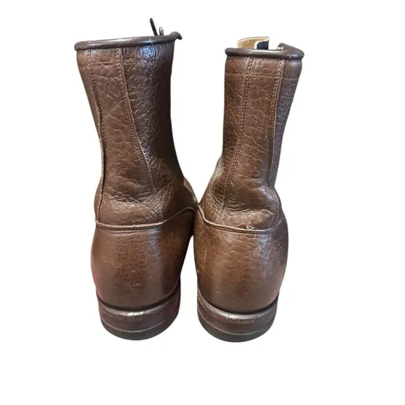 Vintage Justin 528 Men’s 8.5 E Pebble Grain Leather Lace Up Boots Brown USA Made