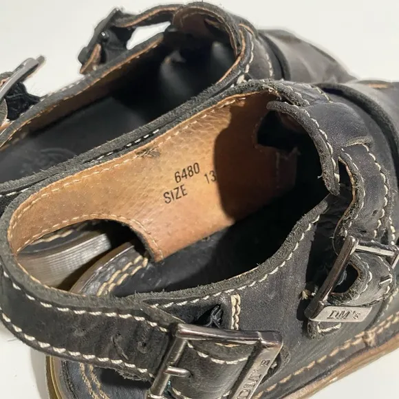 Vintage Kids Dr. Martens 6480 Fisherman Huarache Leather Sandal Size 13 Black