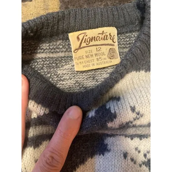 Vintage Koala Sweater 100% Australia Wool Heavyweight Shrunken Cropped ~ Sz S