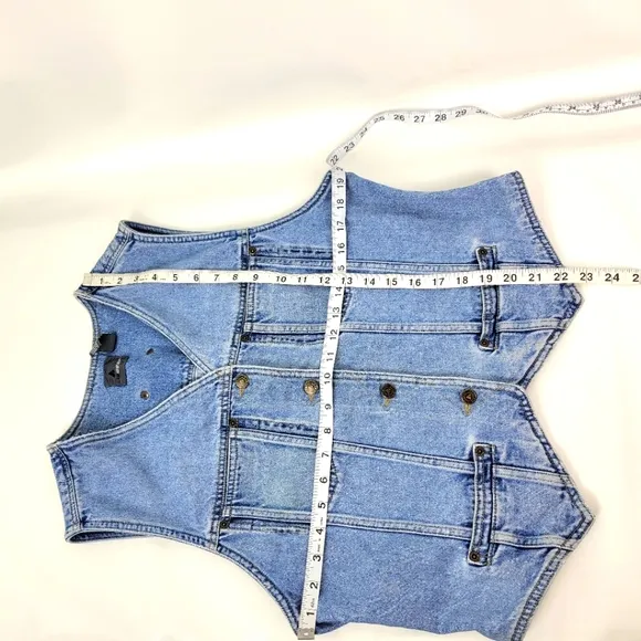 Vintage Lizwear 100% Cotton Jean Denim Vest Sz Large EUC!