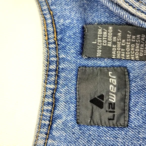 Vintage Lizwear 100% Cotton Jean Denim Vest Sz Large EUC!