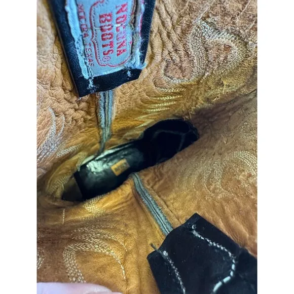 Vintage Nocona Cowboy Western Boots Black Leather Pointed Toe Size 10-10.5
