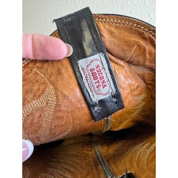 Vintage Nocona Cowboy Western Boots Black Leather Pointed Toe Size 10-10.5