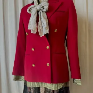 Vintage Red Wool Blazer – Power Dressing Perfection by Austin Reed