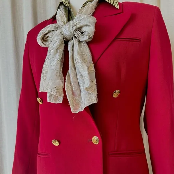 Vintage Red Wool Blazer – Power Dressing Perfection by Austin Reed