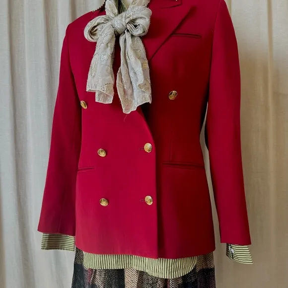 Vintage Red Wool Blazer – Power Dressing Perfection by Austin Reed