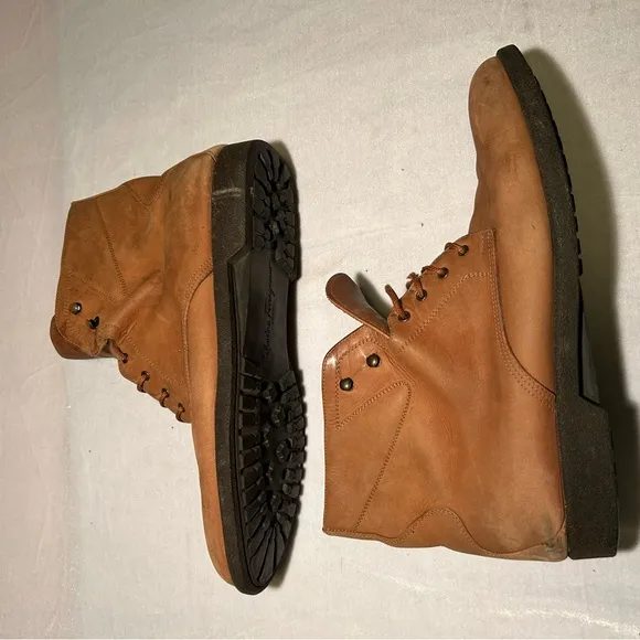 Vintage Salvatore Ferragamo Brown Ankle Boots with Classic Lace-Up Design