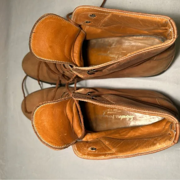 Vintage Salvatore Ferragamo Brown Ankle Boots with Classic Lace-Up Design