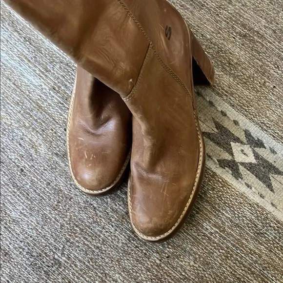 Vintage Skechers chunky heel tall boots Brown Leather Knee-High Boots