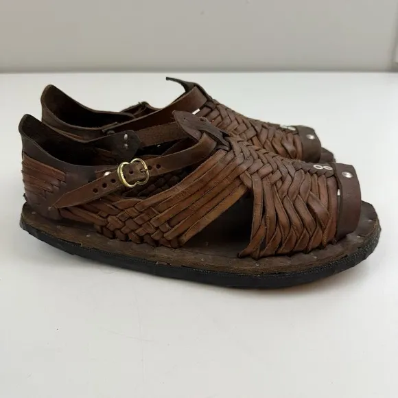 Vintage S'khumba Crafts  Leather Tire Tread South African Sandals Mens 9
