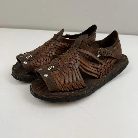 Vintage S'khumba Crafts  Leather Tire Tread South African Sandals Mens 9
