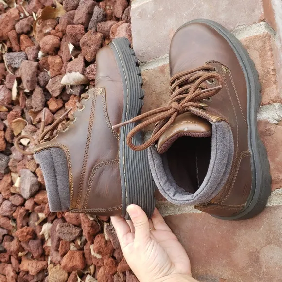 Vintage Y2K Skechers Leather Chunky Ankle Boots Sneaker Size 6 Brown Grunge Punk