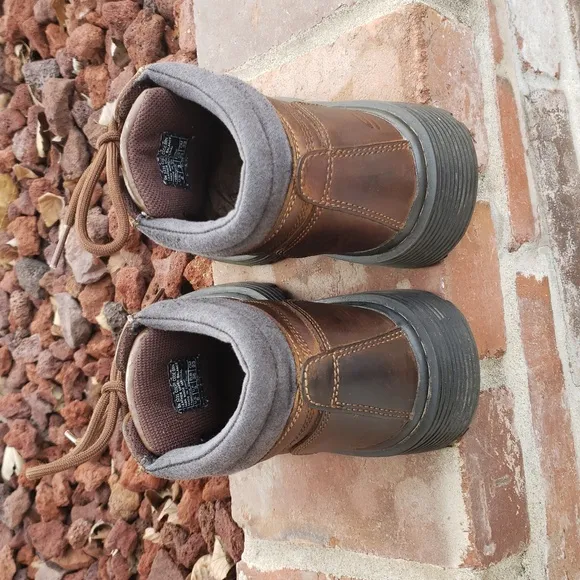Vintage Y2K Skechers Leather Chunky Ankle Boots Sneaker Size 6 Brown Grunge Punk