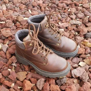 Vintage Y2K Skechers Leather Chunky Ankle Boots Sneaker Size 6 Brown Grunge Punk