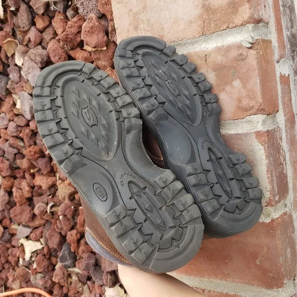 Vintage Y2K Skechers Leather Chunky Ankle Boots Sneaker Size 6 Brown Grunge Punk