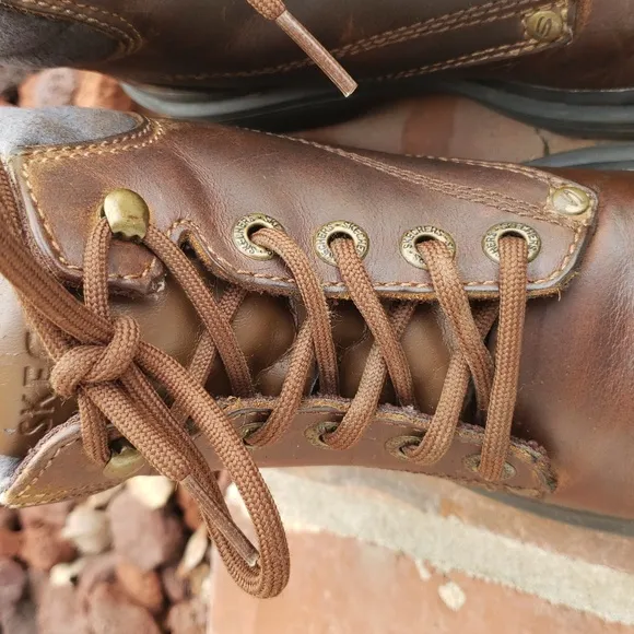 Vintage Y2K Skechers Leather Chunky Ankle Boots Sneaker Size 6 Brown Grunge Punk