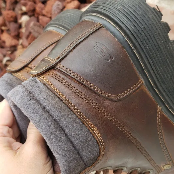 Vintage Y2K Skechers Leather Chunky Ankle Boots Sneaker Size 6 Brown Grunge Punk