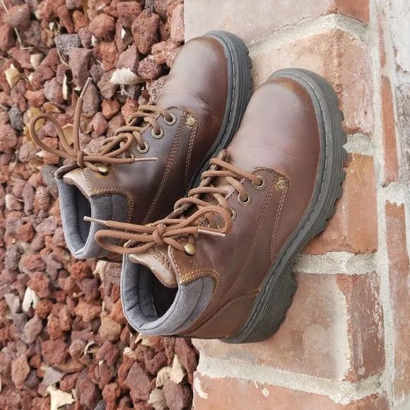 Vintage Y2K Skechers Leather Chunky Ankle Boots Sneaker Size 6 Brown Grunge Punk