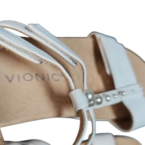 Vionic Pearl Embellished Orthotic Sandals Comfortable Adjustable White Size 10