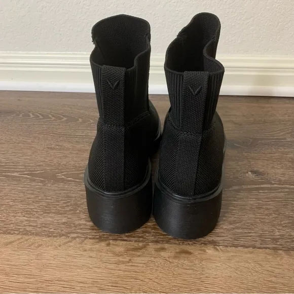 Vivaia womens black round toe platform chunky wedge boots 40