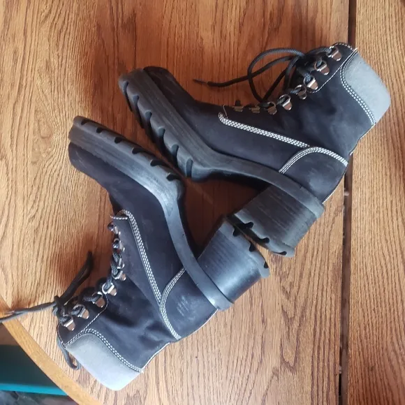 Vtg 90s Steve Madden chunky lug sole grunge combat Boots P-Hill black nu…