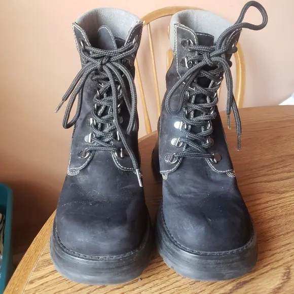 Vtg 90s Steve Madden chunky lug sole grunge combat Boots P-Hill black nu…