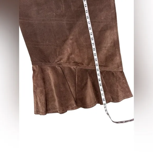 VTG ACCORDI Made in Italy Real Suede Leather Skirt – Size 42 Flared Hem