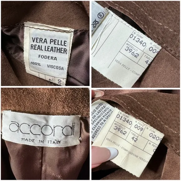 VTG ACCORDI Made in Italy Real Suede Leather Skirt – Size 42 Flared Hem