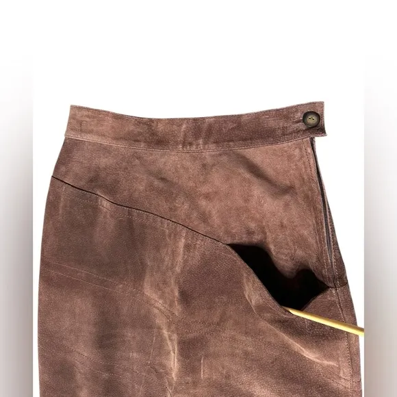 VTG ACCORDI Made in Italy Real Suede Leather Skirt – Size 42 Flared Hem