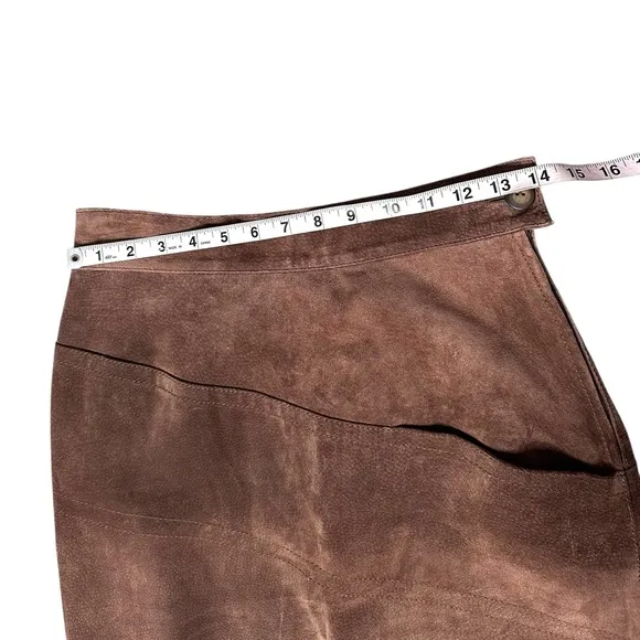 VTG ACCORDI Made in Italy Real Suede Leather Skirt – Size 42 Flared Hem