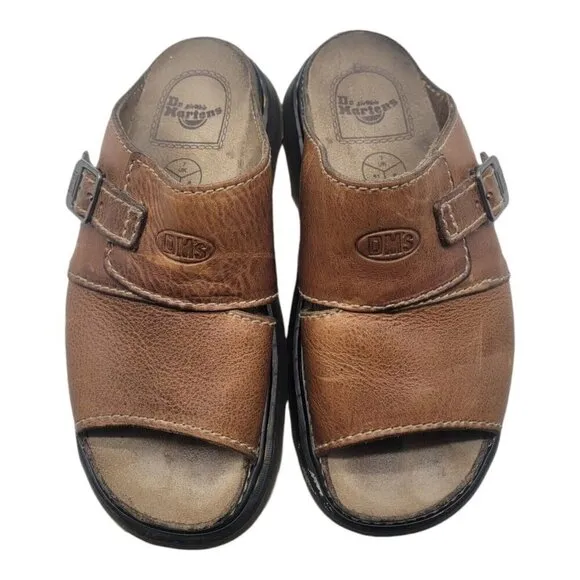 Vtg Dr Martens Shoes Men 8 Brown DUNE Leather Sandals Y2K Chunky Academia  9075