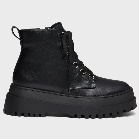 VTG London Rebel Billy Black Platform Chunky Lace Up Boots Mens 7